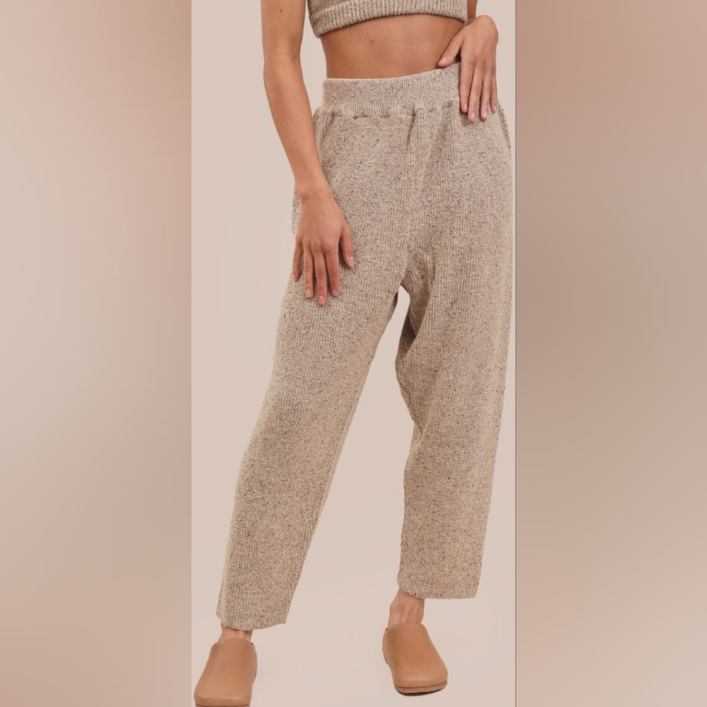 Monica Cordera soft wool pants in taupe